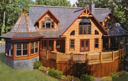 оригинальный деревянный дом из бруса