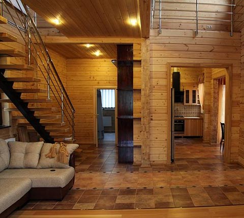 интерьер деревянный дом 