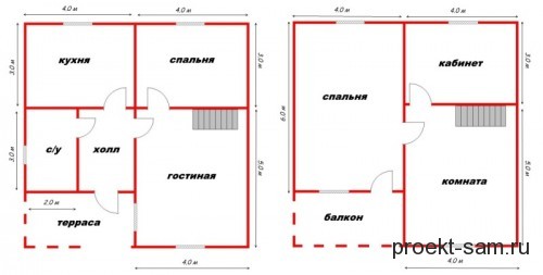 план дома из бруса 8x8