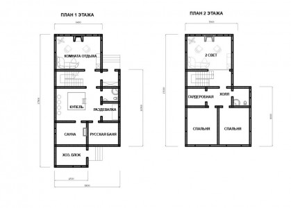 планировка двухэтажного гостевого дома с баней