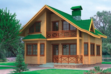 проект деревянного дома с мансардой 10x10