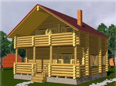 проект двухэтажного деревянного дома с террасой