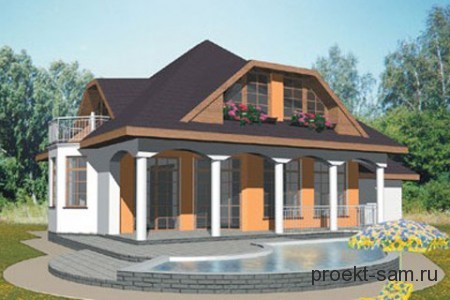 проект кирпичного дома с террасой