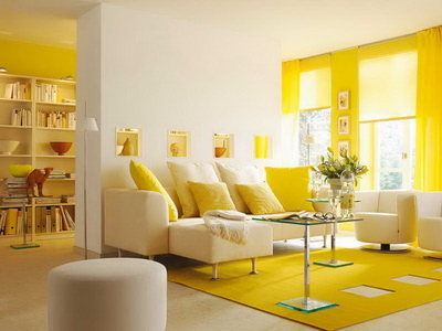 внутренний интерьер дома в желтых тонах