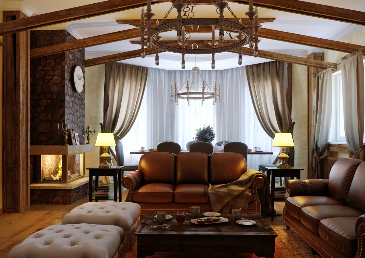 Ковер на деревянном полу в гостиной в стиле модерн