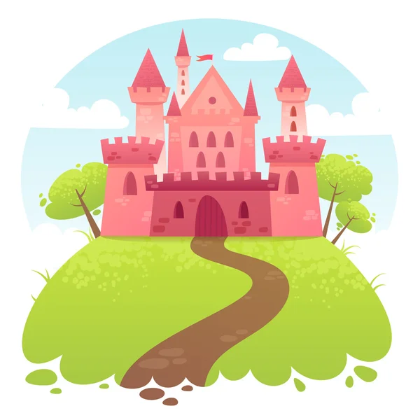 Милый мультфильм вектор средневековый замок — стоковый вектор
