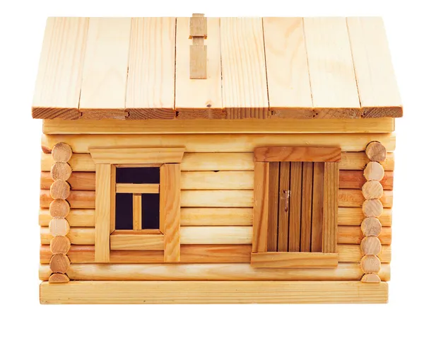 Деревня деревянный бревенчатый дом-вид спереди — стоковое фото
