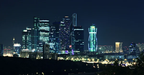 Москва-Сити ночь — стоковое фото