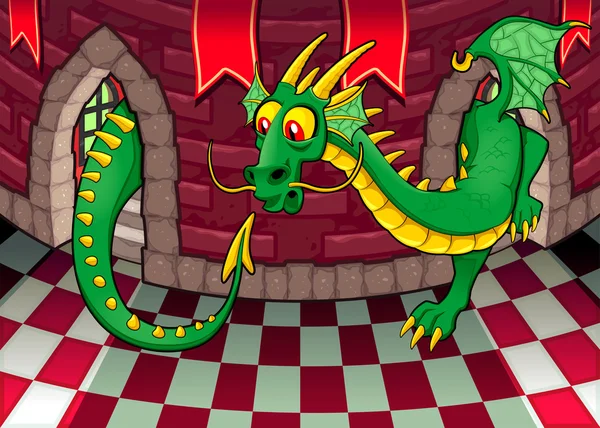 Внутри замка с драконом — стоковый вектор