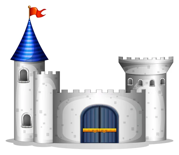 Замок с красным флагом — стоковый вектор