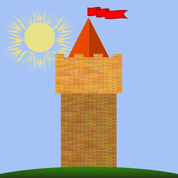 Старый красный кирпич замок — стоковый вектор