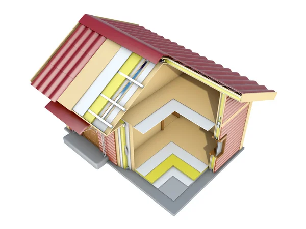Маленький дом кадра в разрез. 3D иллюстрации — стоковое фото