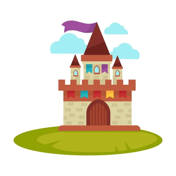 Средневековый замок мультфильм с высокой башни — стоковый вектор
