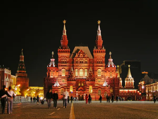 Красная площадь в ночь, Москва, Россия — стоковое фото