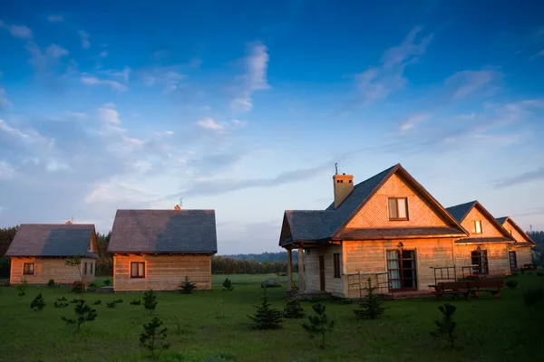 Группа деревянных домов — стоковое фото