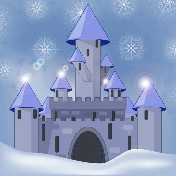 Мультяшный замок вектор в witer ночью — стоковый вектор