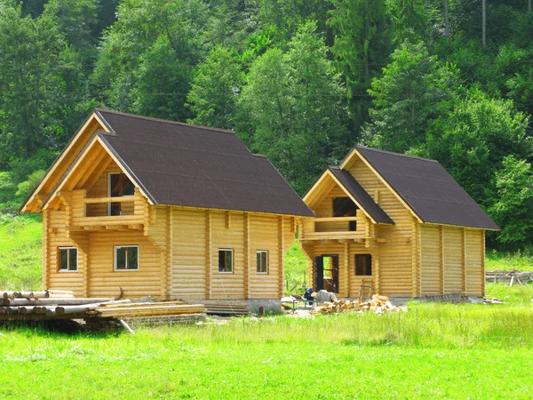 Строительство деревянных зданий — стоковое фото